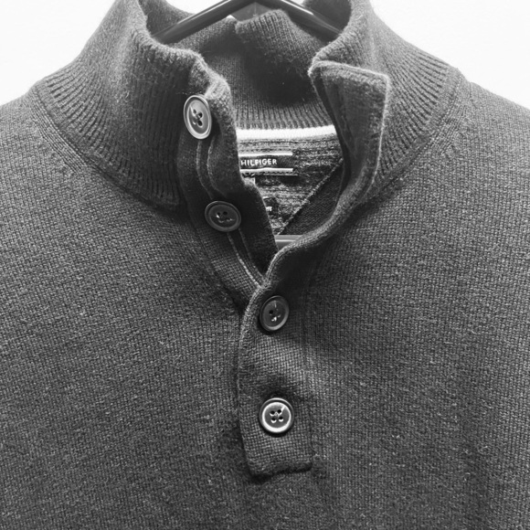 Tommy Hilfiger Men's Black Pima cotton blend collared sweater size L - Picture 3 of 9
